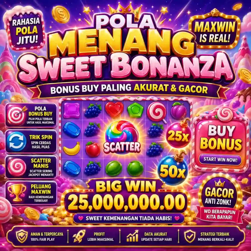 Pusat Putar - Infografis pola menang sweet bonanza bonus buy dengan perkalian bom x500
